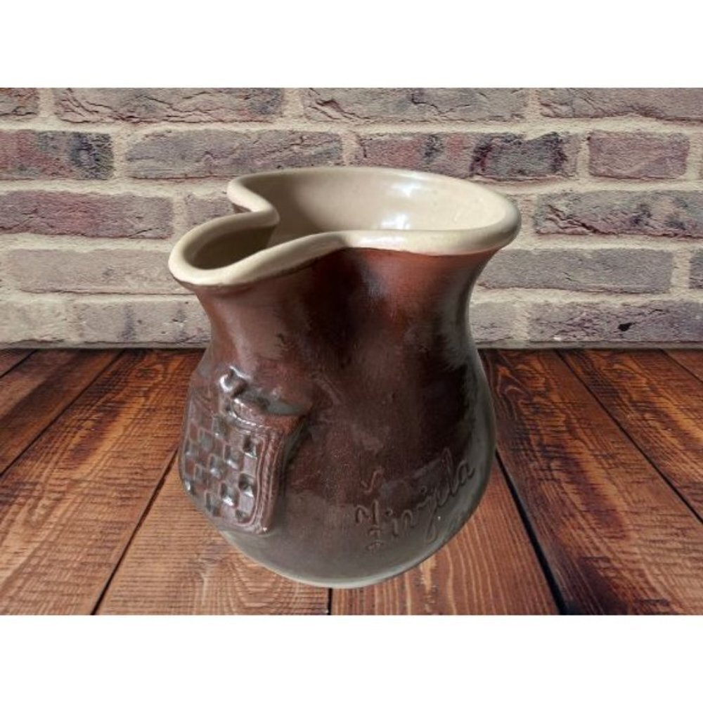 Portuguese Redware Pitcher with coat of arms 5' tall - Picture 3 of 14